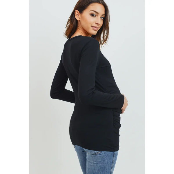 Modal jersey round neck long sleeve top