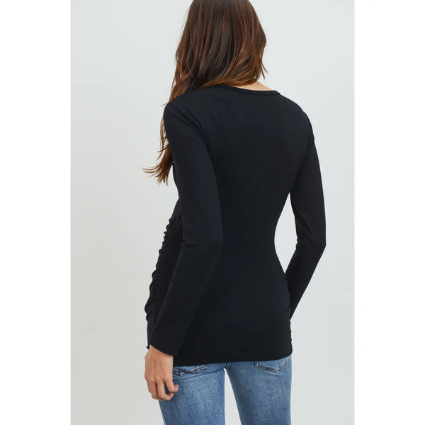 Modal jersey round neck long sleeve top
